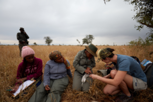 Students conducting field research in Kruger National Park as part of a conservation education programme in South Africa